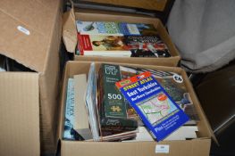 Two Boxes of Paperback Books, Maps, etc.