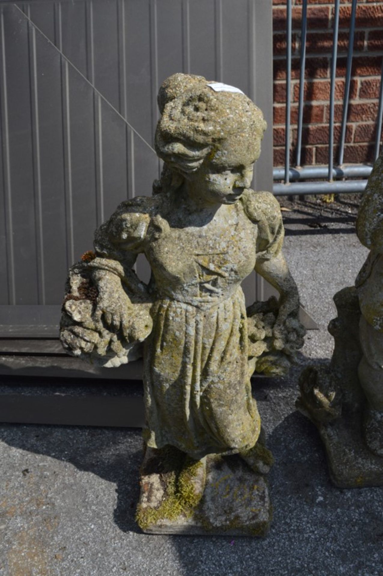 Stone Effect Garden Statute of a Lady with Basket