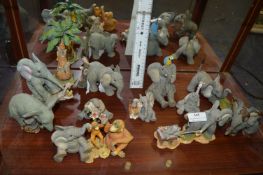 Twelve Assorted Tuskers Elephants with Orangutans,