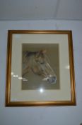 Gilt Framed Original Pastel Sketch of a Horse