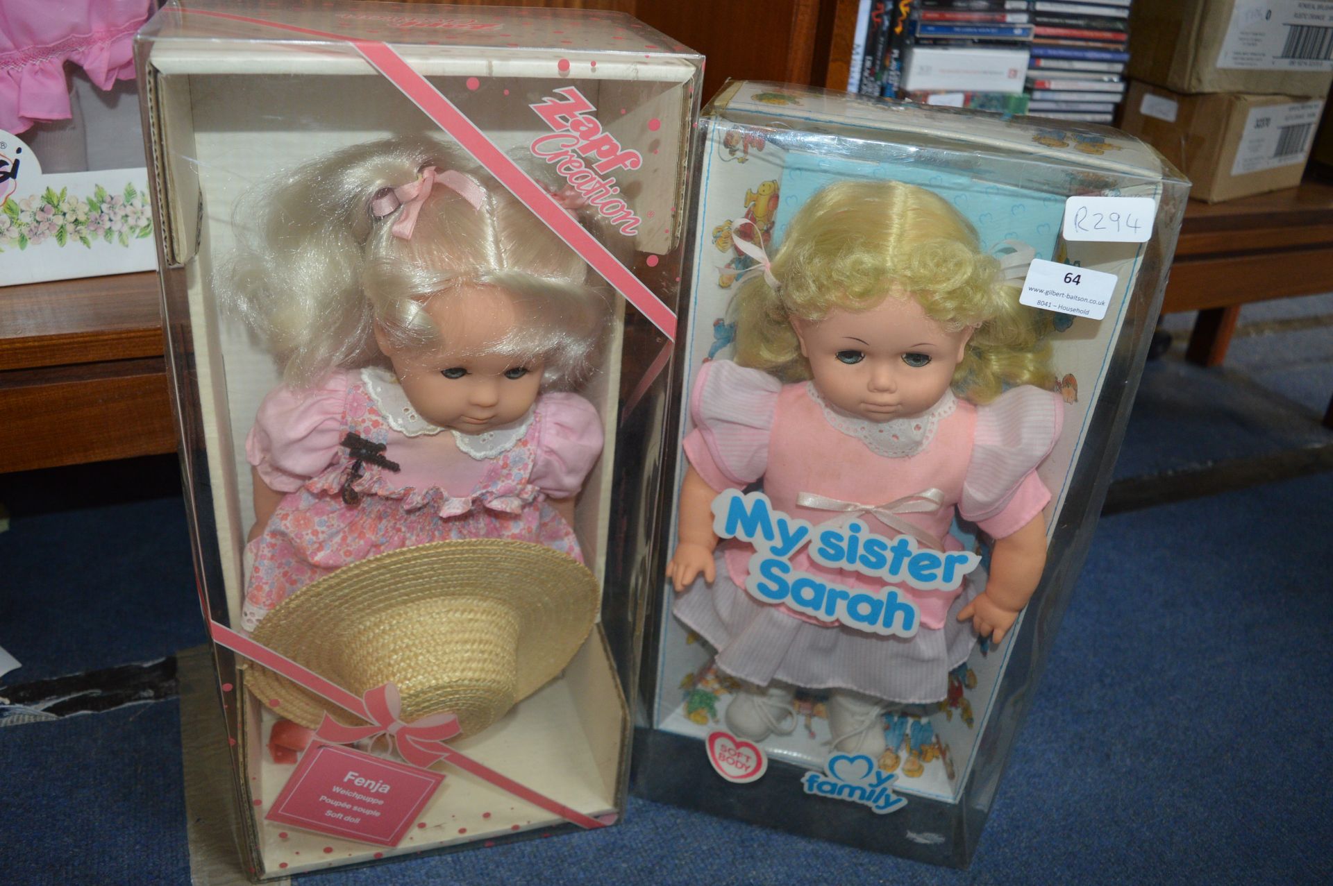 Two Small Dolls (One Zapf and One Sister Sarah)