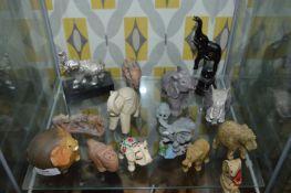 Fifteen Assorted Elephants Including Small Soapsto