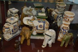 Eight Assorted Elephants Including One Soapstone,