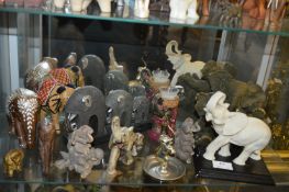 Twelve Assorted Elephants Including Candle Holder,