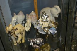 Six Assorted Elephant Figurines Including Two Soap