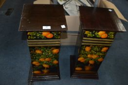 Two Hand Painted Hand Stands Featuring Orange Tree