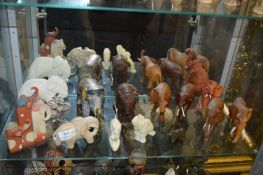 Fourteen Assorted Small Elephants Including Soapst