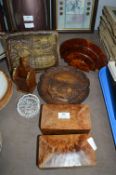Collection Treen Comprising of Burr Walnut Boxes,