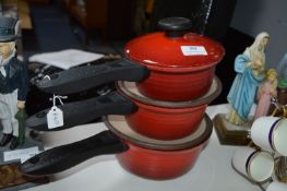 Set of Three Le Creuset Enameled Cast Iron Pans