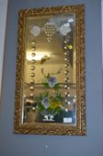 Gilt Framed Beveled Edge Wall Mirror with Hand Pai