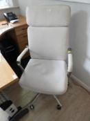 *Contemporary Style White Faux Leather Chair on Ch