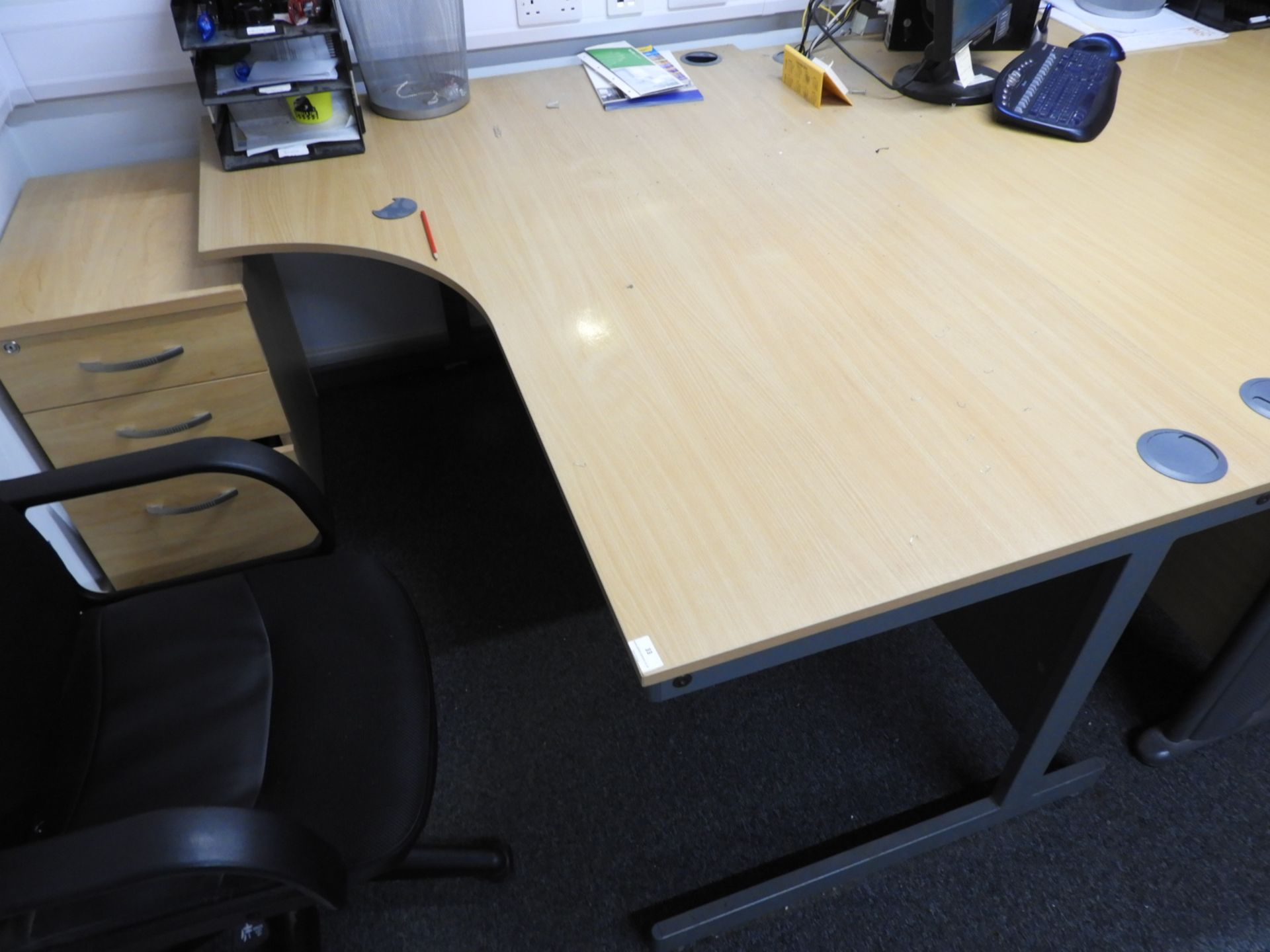 *L-Shape Desk with Left Hand Return in Light Beech