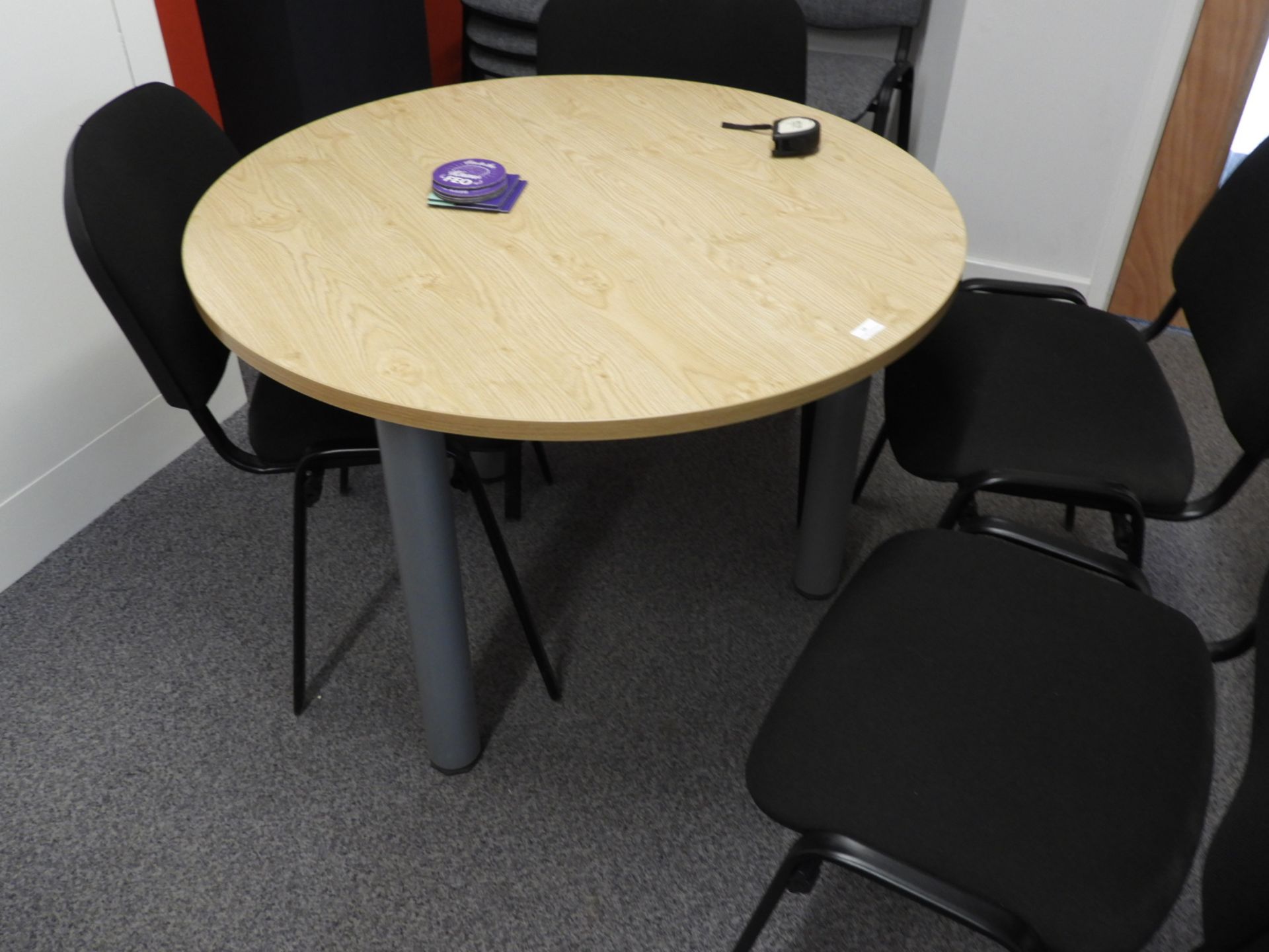 *Circular Meeting Room Table with Light Oak Top on