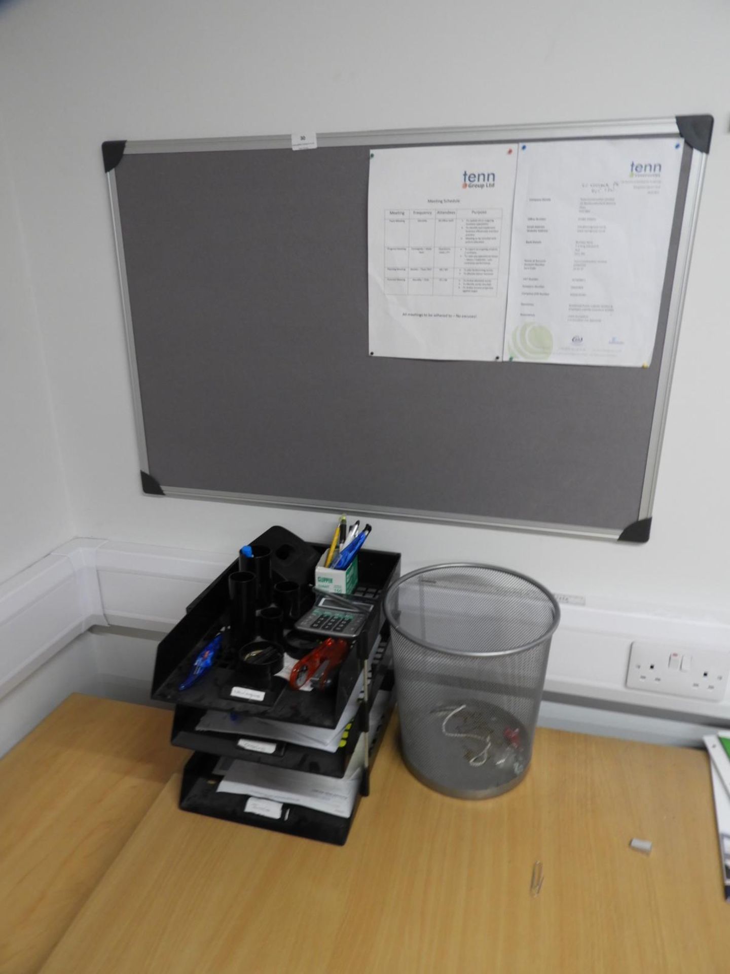 *Grey Felt Noticeboard and Assorted Office Sundrie