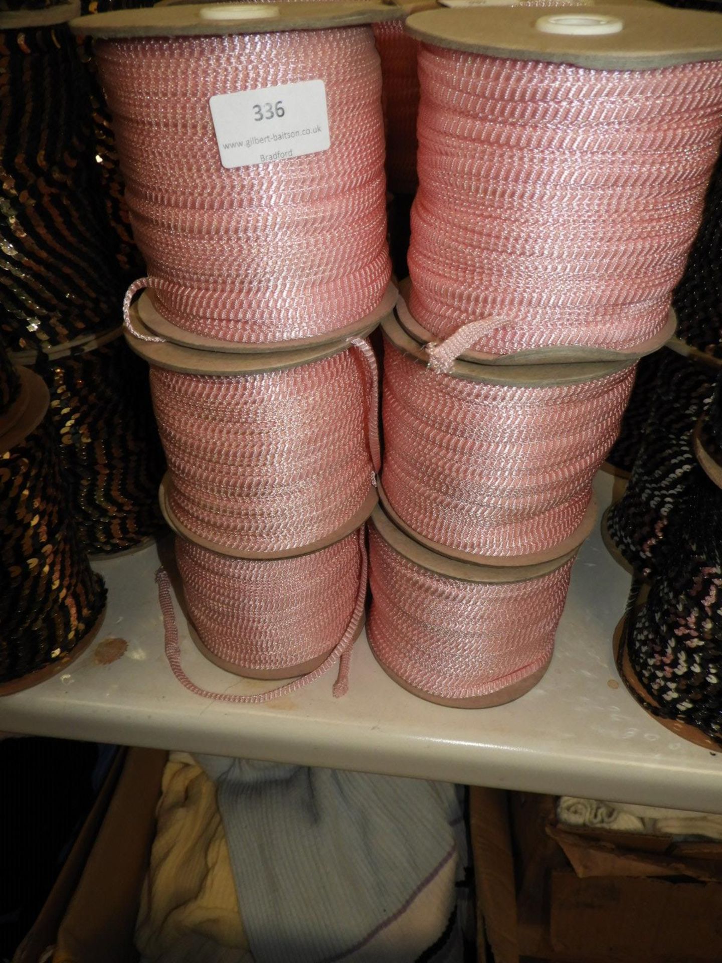 Six Rolls of Pink & Gold Braided Ribbon