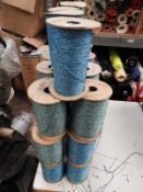 Seven Rolls of Blue Glitter Machine Knitting Wool