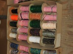 Box Containing Assorted Wools, Braids, Sequins, et