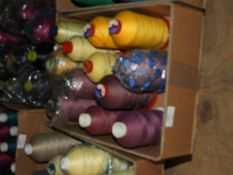 Box Containing Twelve Cones of Assorted Threads