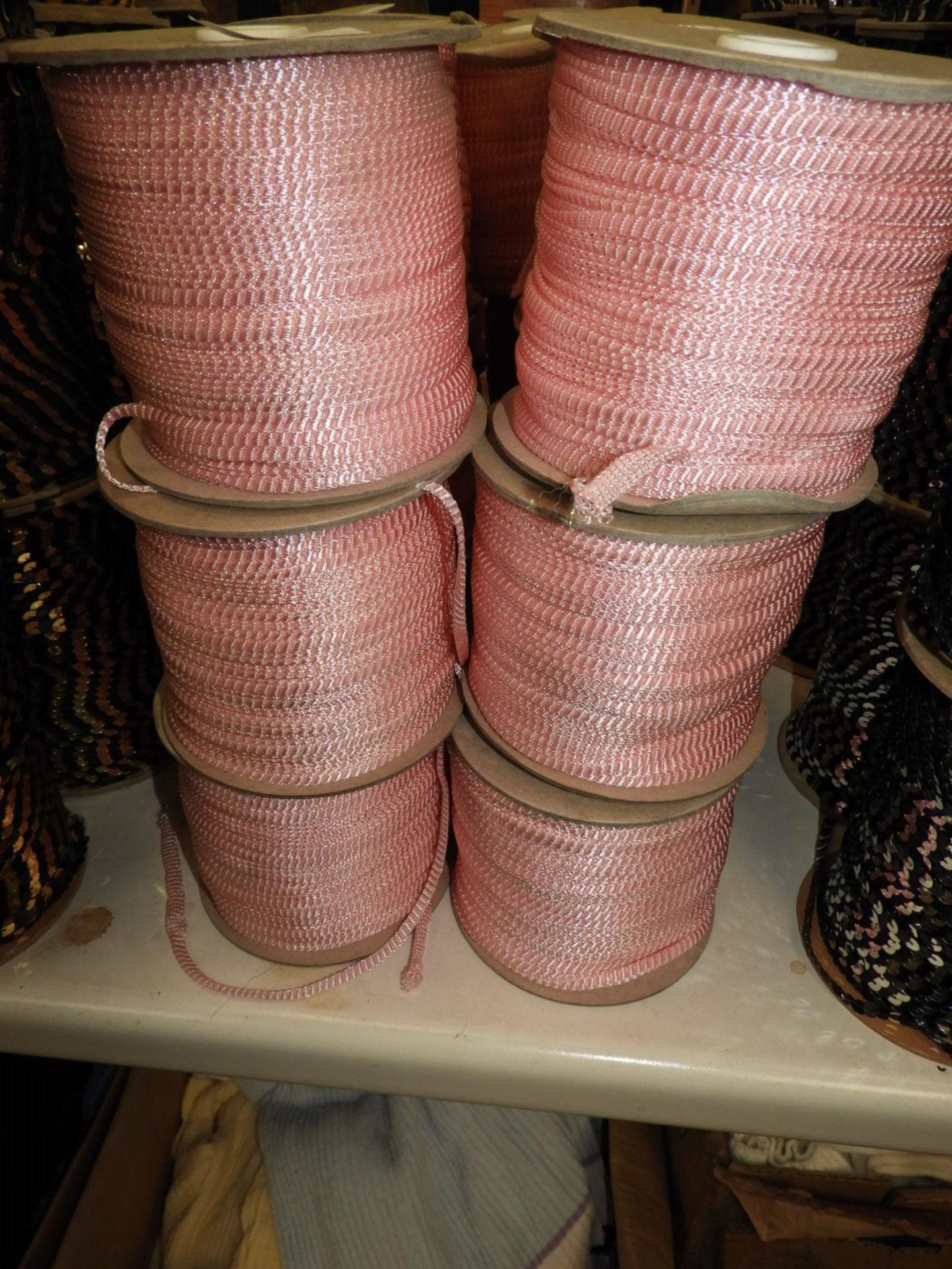 Six Rolls of Pink & Gold Braided Ribbon