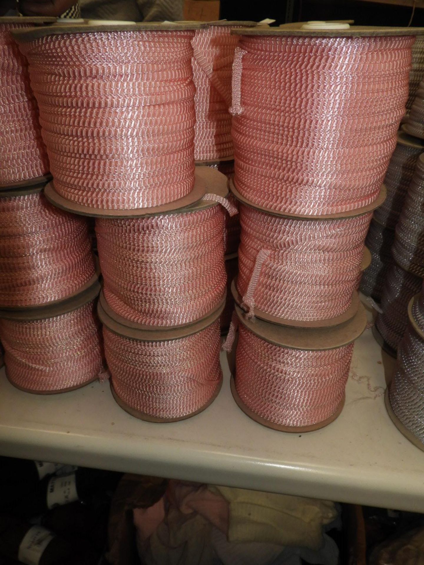 Six Rolls of Pink & Gold Braided Ribbon