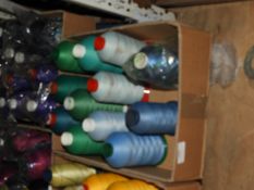 Box Containing Twelve Cones of Assorted Threads