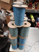 Seven Rolls of Blue Glitter Machine Knitting Wool