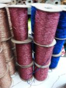 Six Rolls of Pink Glitter Machine Knitting Wool