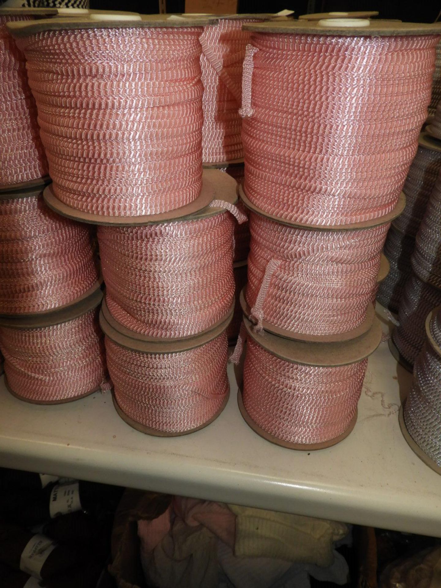 Six Rolls of Pink & Gold Braided Ribbon