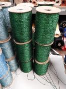 Six Rolls of Green Glitter Machine Knitting Wool