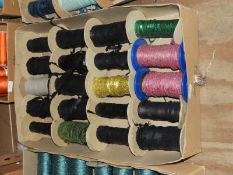 Box Containing Assorted Wools, Braids, Sequins, et