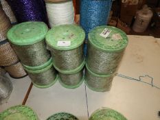 Six Rolls of Green Braided Thread