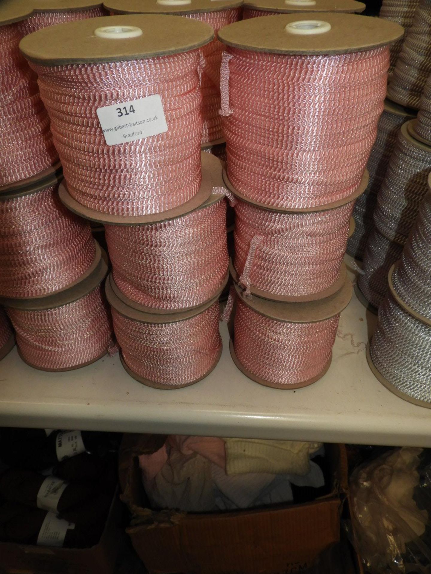 Six Rolls of Pink & Gold Braided Ribbon