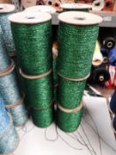 Six Rolls of Green Glitter Machine Knitting Wool
