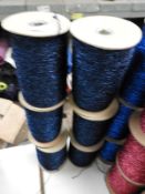 Six Rolls of Blue Glitter Machine Knitting Wool