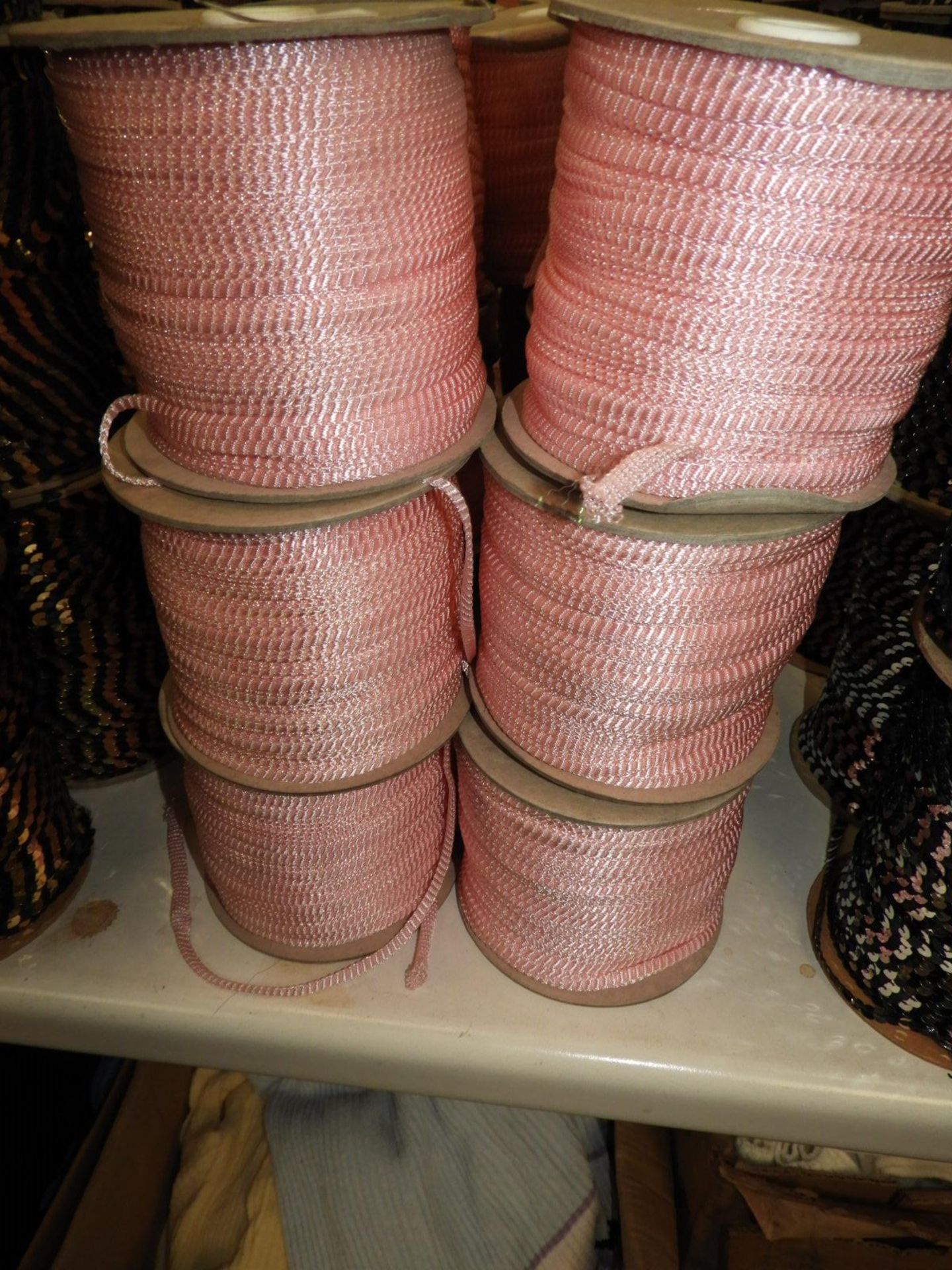 Six Rolls of Pink & Gold Braided Ribbon