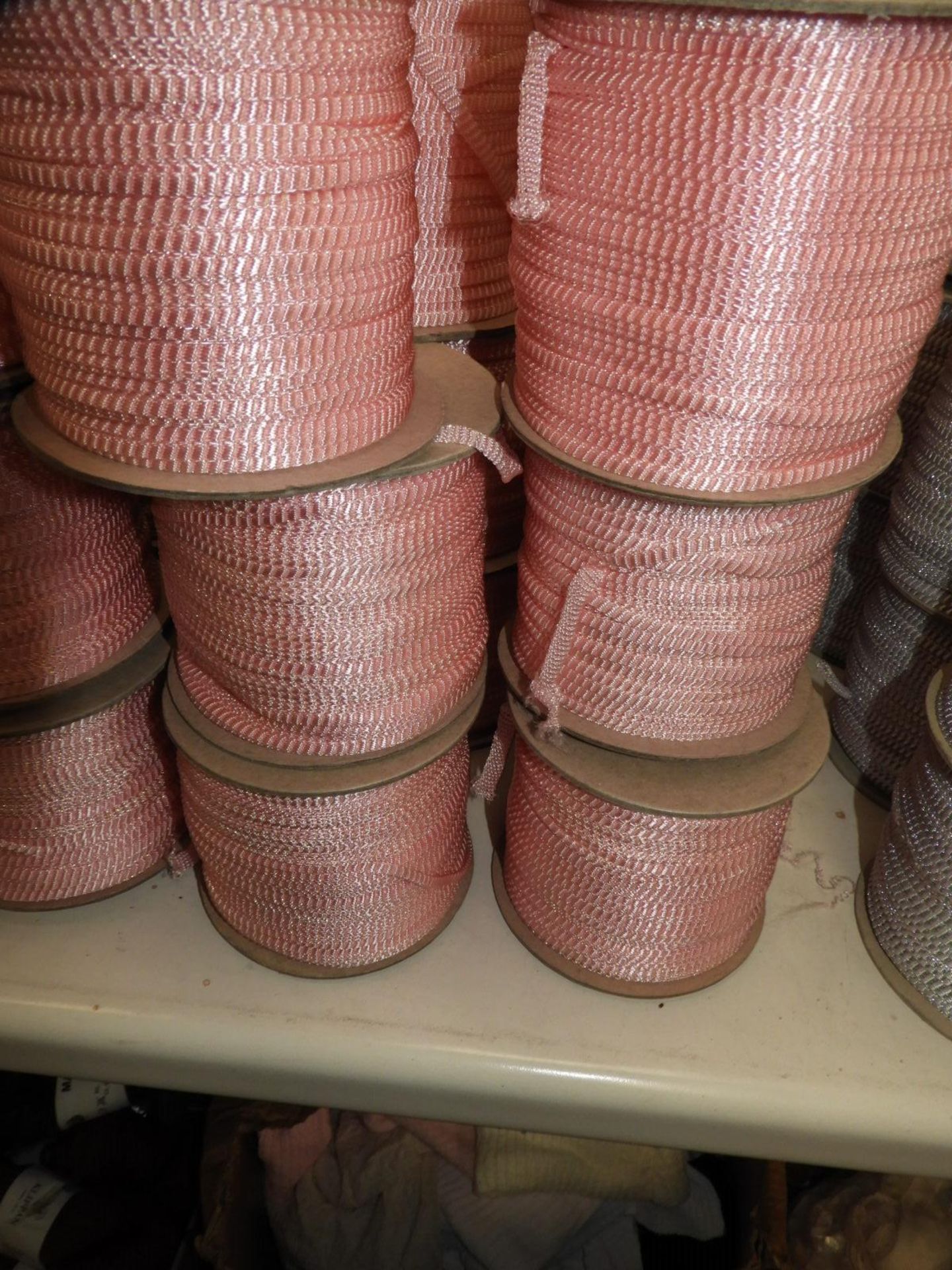 Six Rolls of Pink & Gold Braided Ribbon