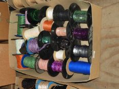 Box Containing Assorted Wools, Braids, Sequins, et