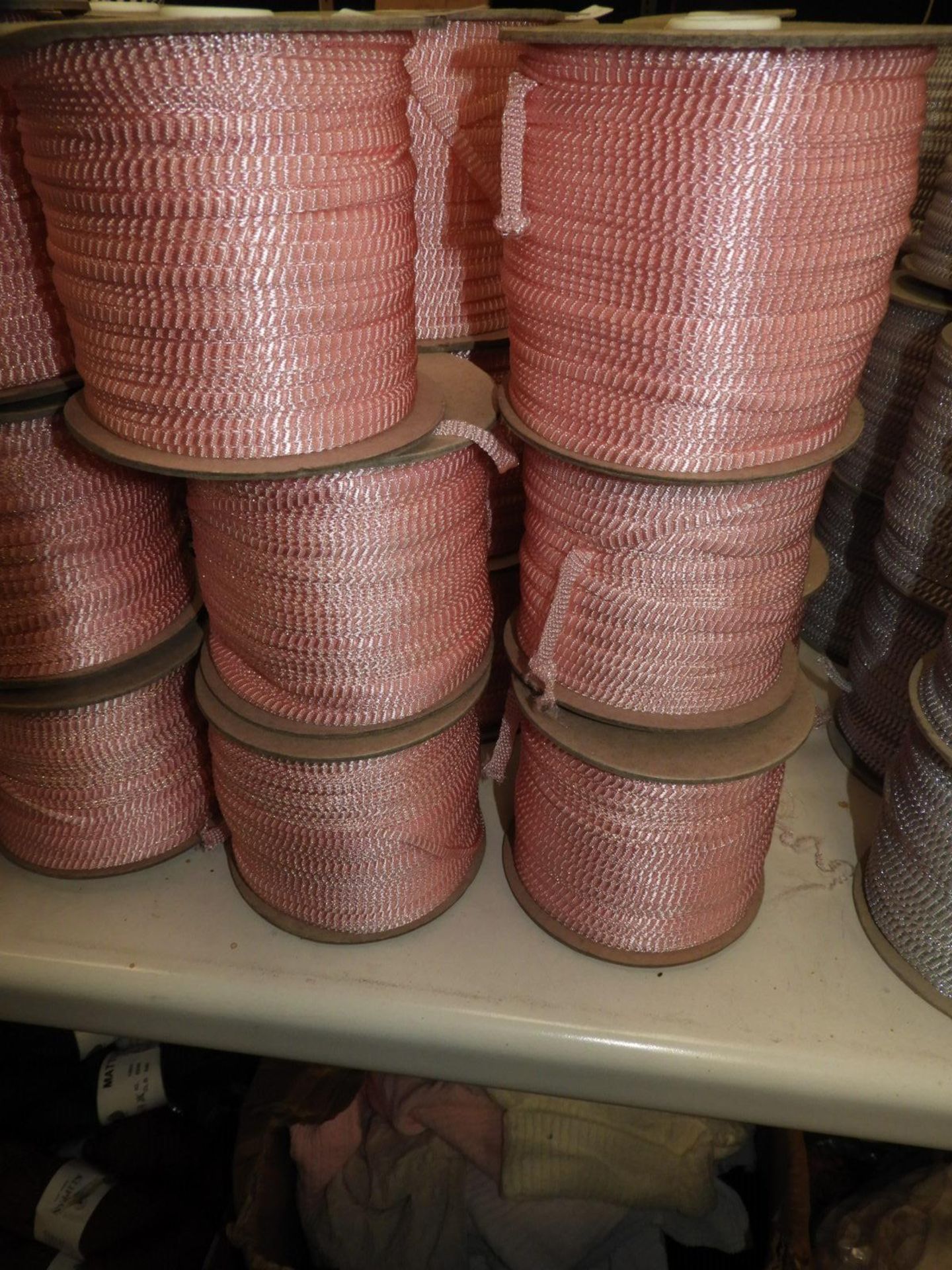 Six Rolls of Pink & Gold Braided Ribbon