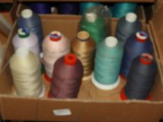Box Containing Twelve Assorted Cones of Thread
