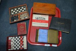 Small Tray Lot of Card Games, Autograph Album, etc