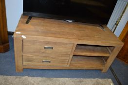 Chunky Wooden TV Stand with Two Drawers