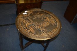 Chinese Style Folding Coffee Table with Carved Top