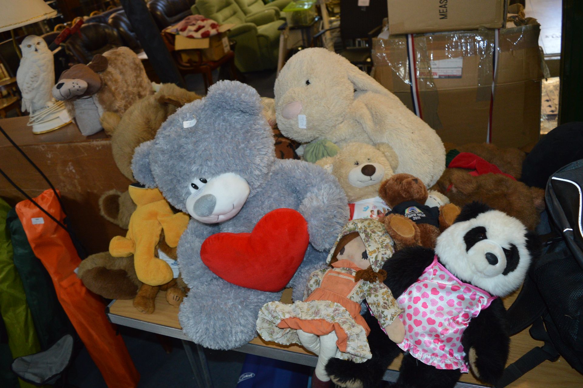 Large Assortment of Soft Toys; Teddy Bears, Rabbit