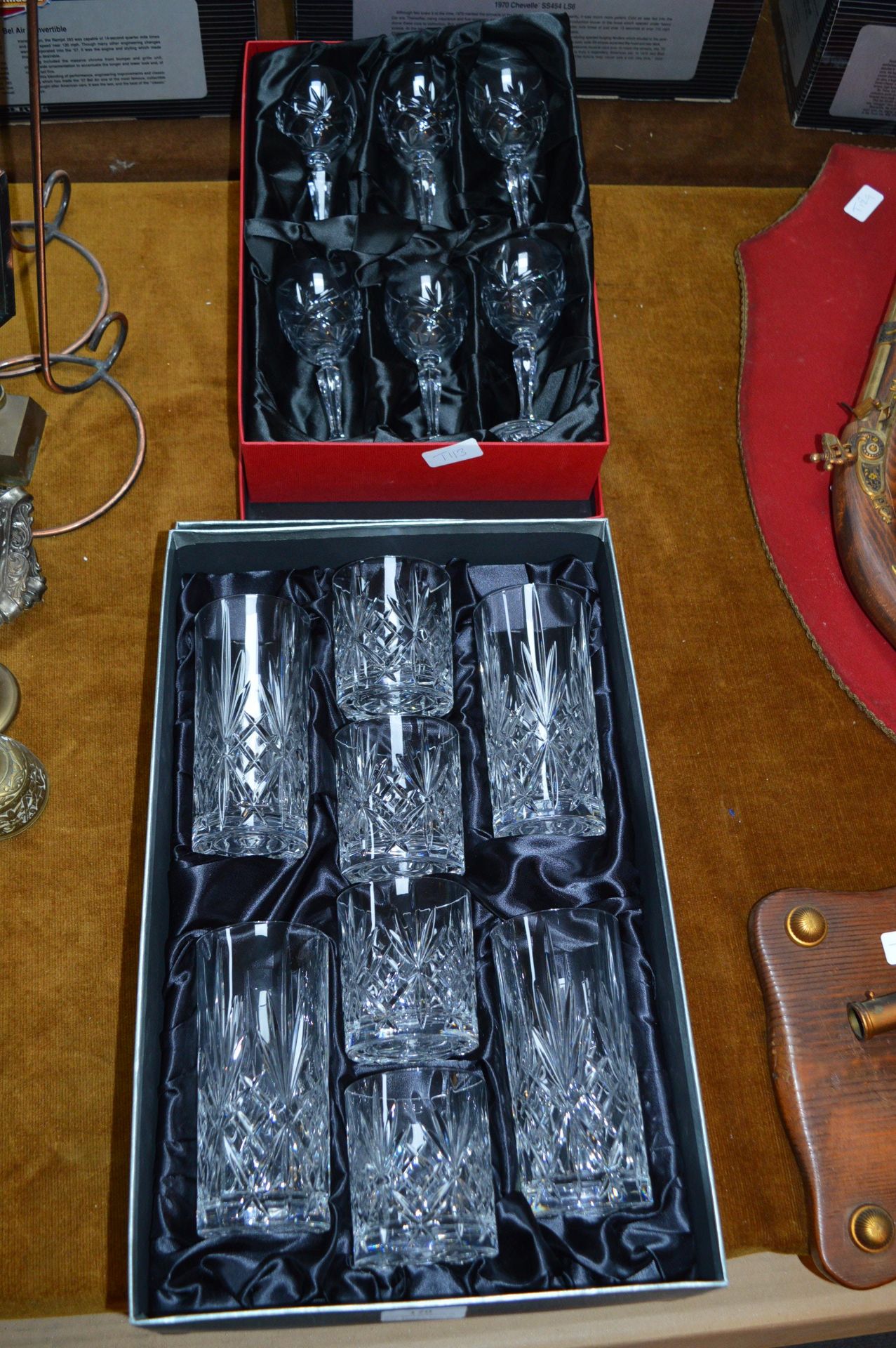 Two Boxes of Cut Glass Crystal Including RCR Four