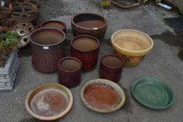 Seven Assorted Garden Planters and Bases