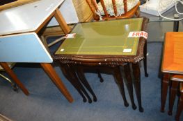 Glass Topped Mahogany Nest of Tables