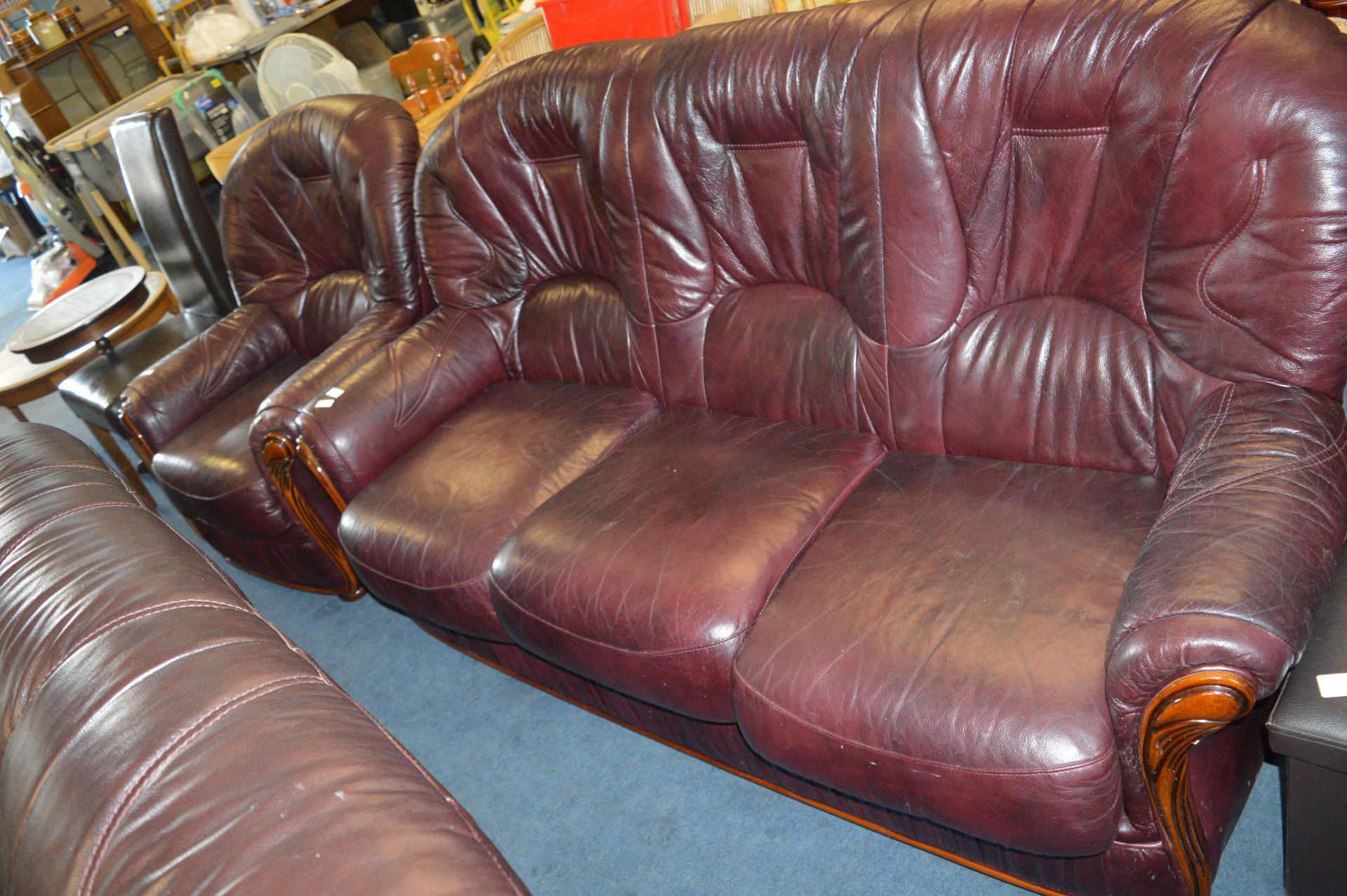 Three Seat Leather Sofa and Matching Armchair