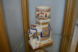 Ceramic Elephant with Flower Bowl