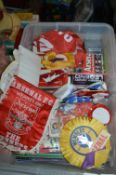 Large Containers of Arsenal Collectibles; Football