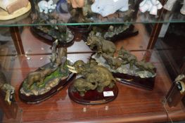 Three Groups of Juliano Collection Mounted Elephan